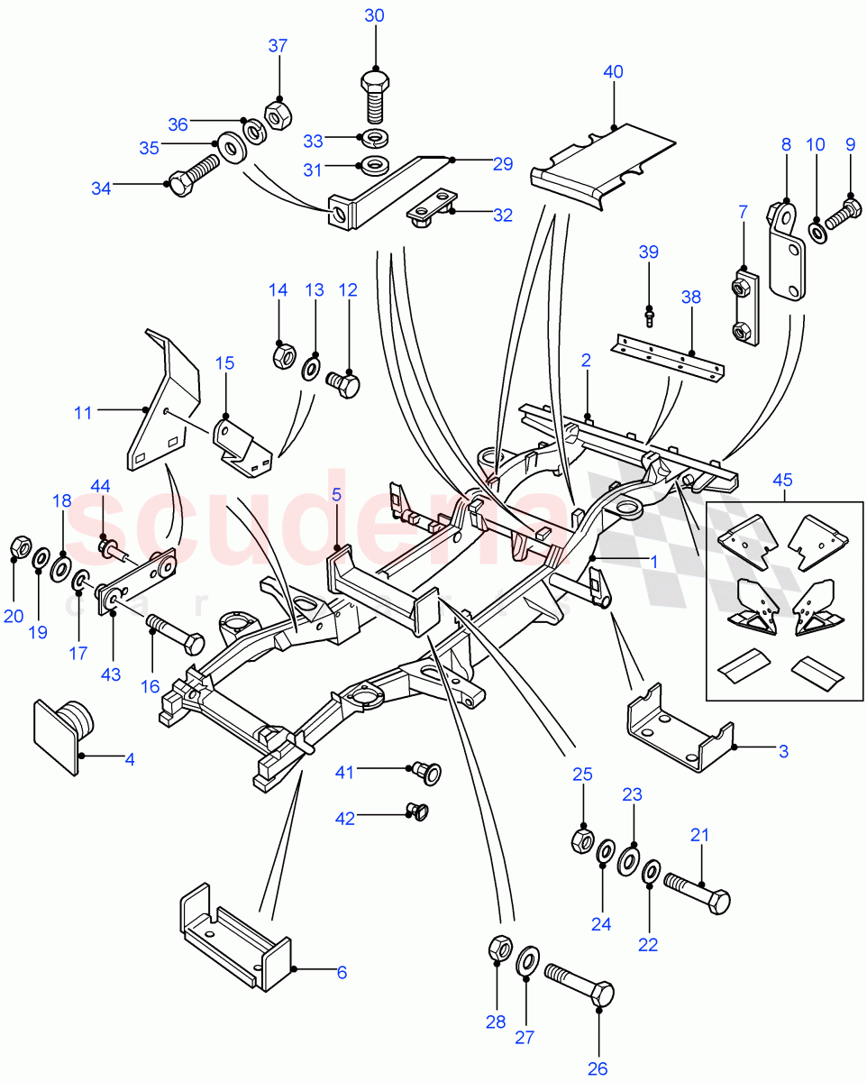 Chassis Frame Assembly(90" Wheelbase)((V)FROM7A000001) of Land Rover Land Rover Defender (2007-2016)