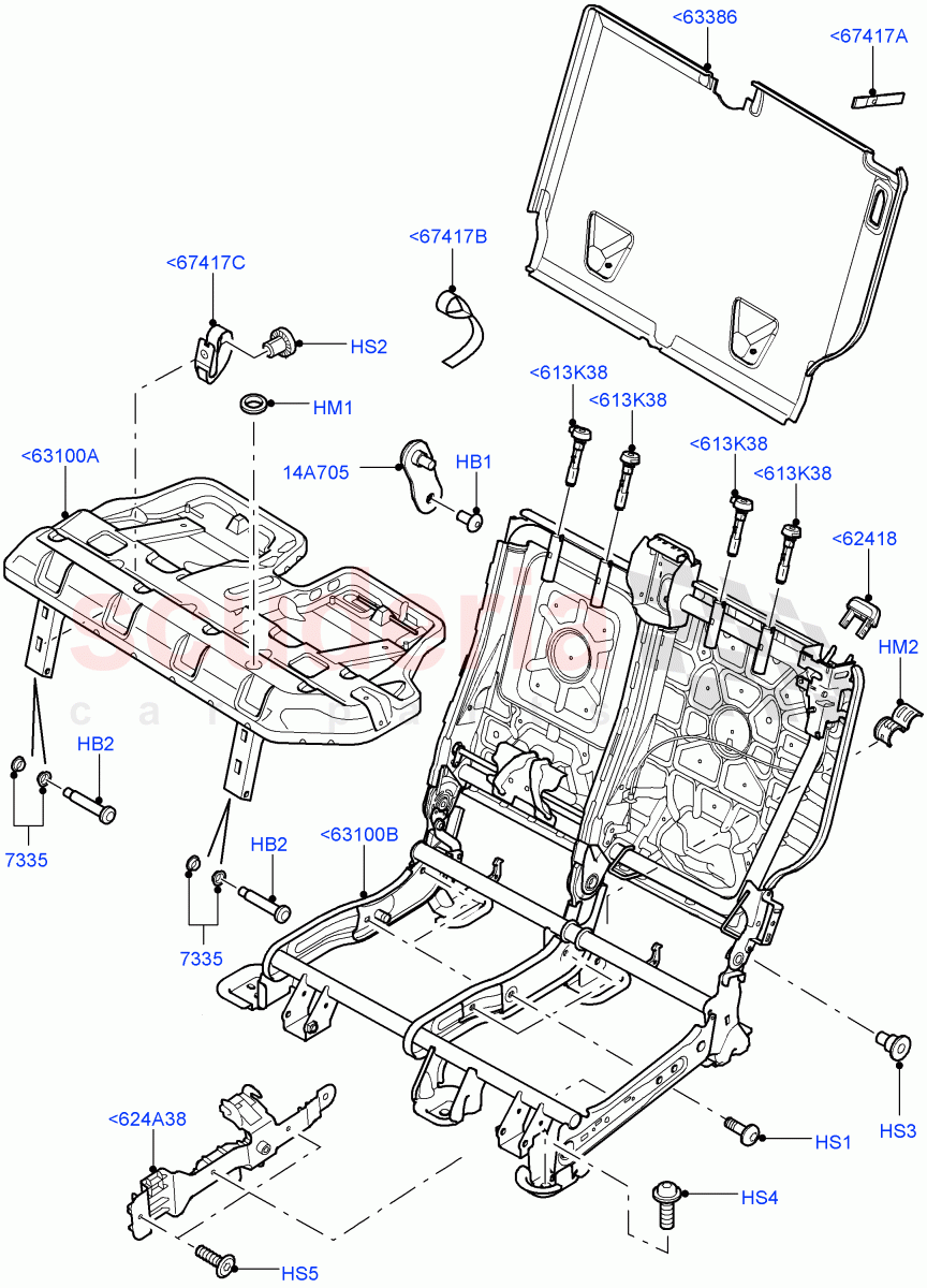 Rear Seat Frame(With 65/35 Split Fold Rear Seat)((V)FROMAA000001) of Land Rover Land Rover Discovery 4 (2010-2016) [3.0 DOHC GDI SC V6 Petrol]
