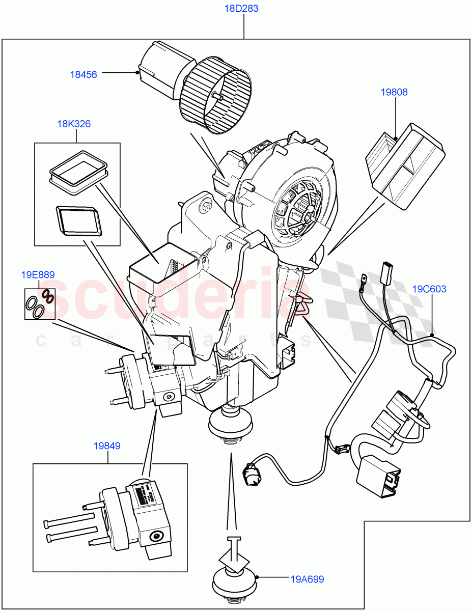 Heater/Air Cond.Internal Components(Auxiliary Unit)(Halewood (UK),Climate Control - Chiller Unit) of Land Rover Land Rover Discovery Sport (2015+) [2.0 Turbo Petrol AJ200P]