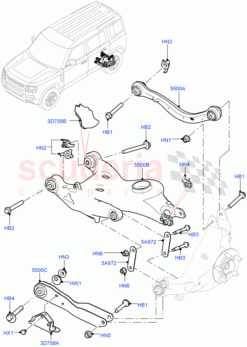 Rear Suspension Arms of Land Rover Land Rover Defender (2020+) [3.0 I6 Turbo Petrol AJ20P6]