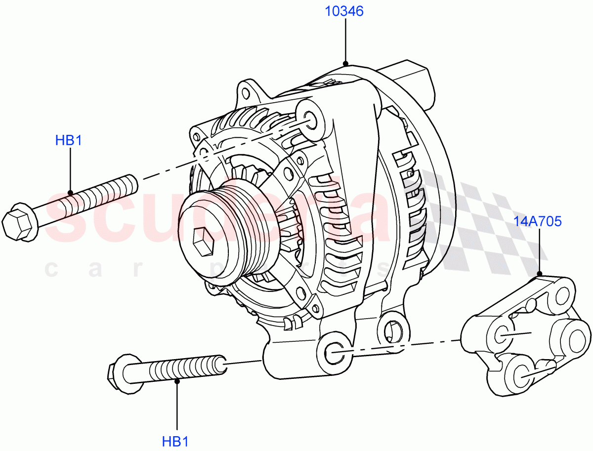 Alternator And Mountings(5.0 Petrol AJ133 DOHC CDA)((V)FROMM2065457) of Land Rover Land Rover Defender (2020+) [2.0 Turbo Diesel]