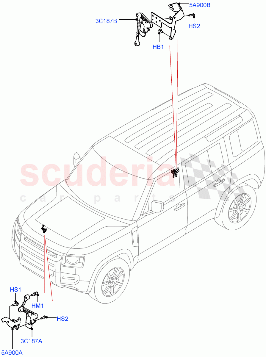 Air Suspension Controls/Electrics(With Standard Duty Coil Spring Susp) of Land Rover Land Rover Defender (2020+) [3.0 I6 Turbo Diesel AJ20D6]