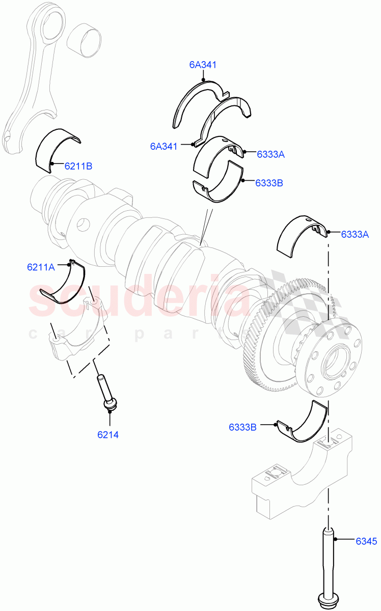 Crankshaft/Pistons And Bearings(Nitra Plant Build)(2.0L I4 DSL HIGH DOHC AJ200,2.0L I4 DSL MID DOHC AJ200)((V)FROMK2000001) of Land Rover Land Rover Defender (2020+) [2.0 Turbo Diesel]
