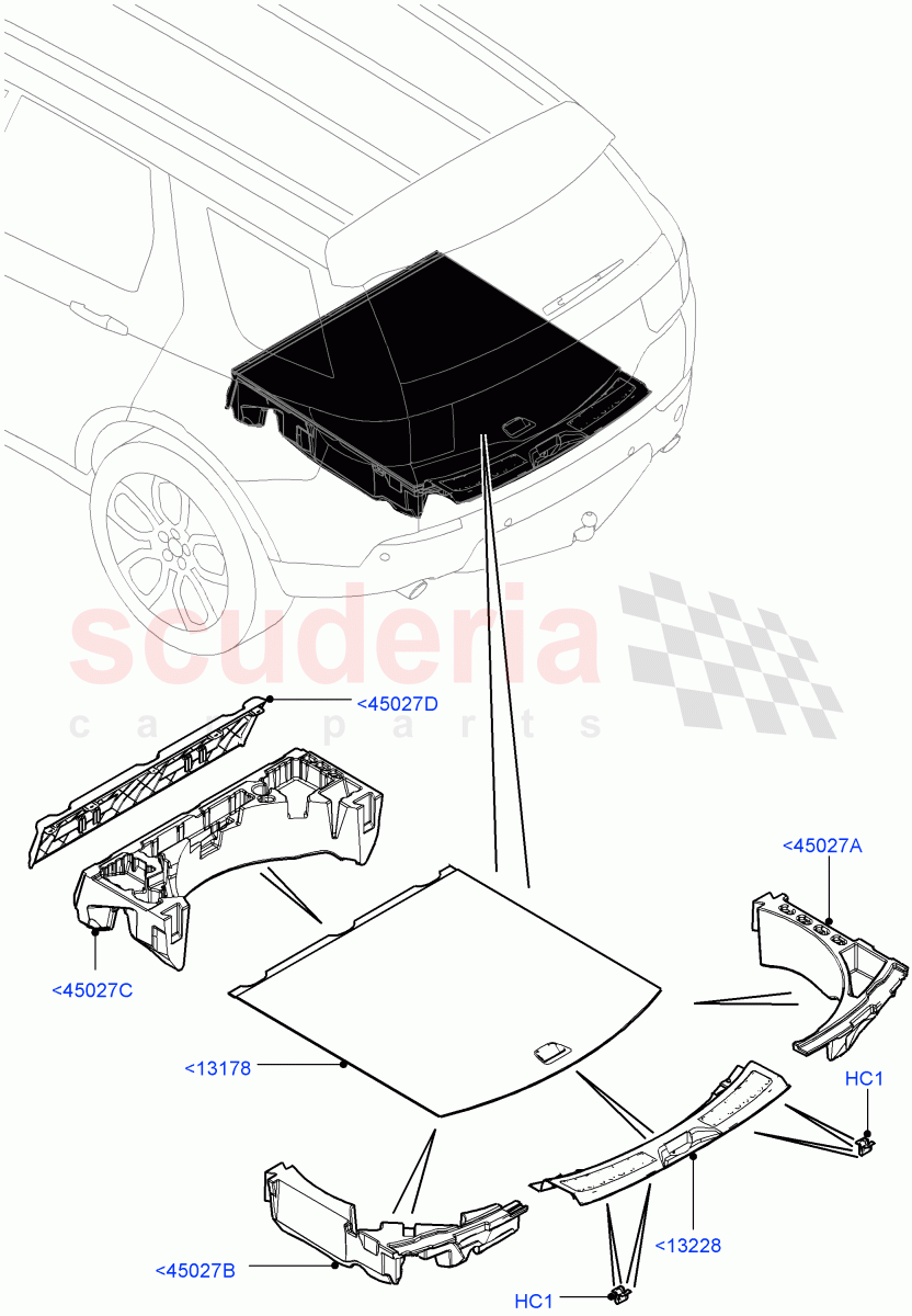Load Compartment Trim(Floor)(Changsu (China),Less 3rd Row Rear Seat,With 5 Seat Configuration)((V)FROMFG000001) of Land Rover Land Rover Discovery Sport (2015+) [1.5 I3 Turbo Petrol AJ20P3]