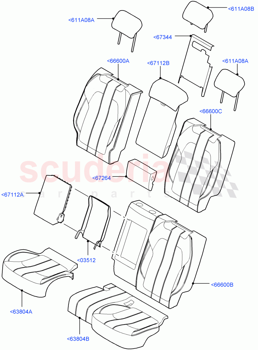 Rear Seat Covers(Leather Seat W/Alcantara Inserts)((V)TOHA999999) of Land Rover Land Rover Range Rover Sport (2014+) [3.0 I6 Turbo Petrol AJ20P6]