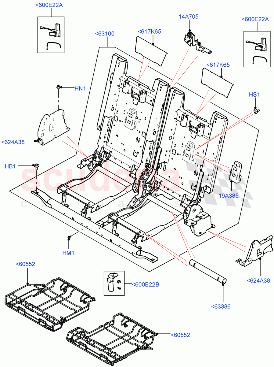 Rear Seat Base(Nitra Plant Build, Row 3)(Version - Core,With 3rd Row Double Seat,With 7 Seat Configuration,With Third Row Power Folding Seat,Version - R-Dynamic)((V)FROMK2000001) of Land Rover Land Rover Discovery 5 (2017+) [2.0 Turbo Petrol AJ200P]