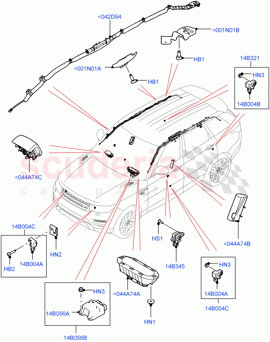 Airbag System(Airbag Modules)((V)TOHA999999) of Land Rover Land Rover Range Rover Sport (2014+) [5.0 OHC SGDI SC V8 Petrol]