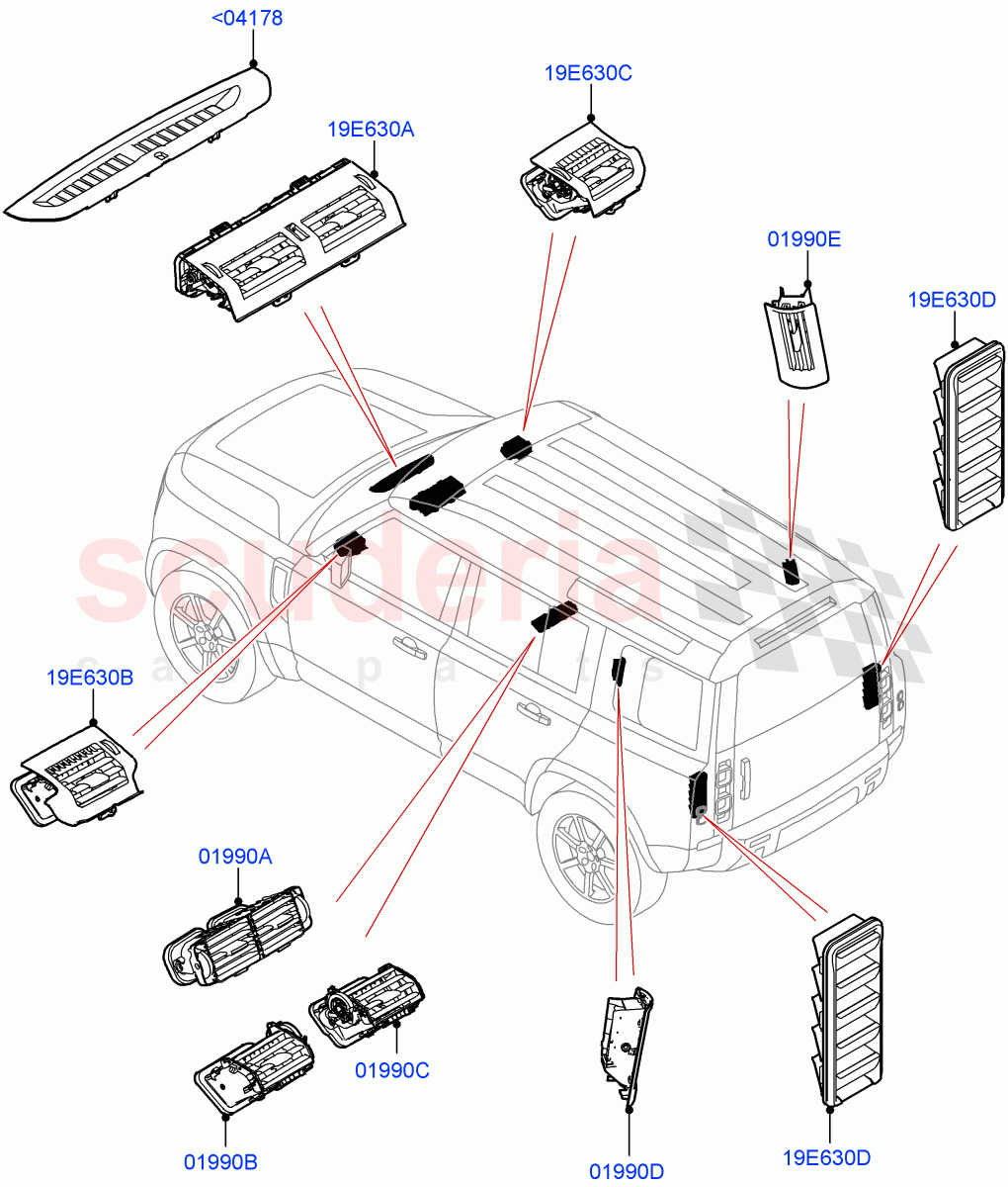 Air Vents, Louvres And Ducts(External Components) of Land Rover Land Rover Defender (2020+) [3.0 I6 Turbo Petrol AJ20P6]