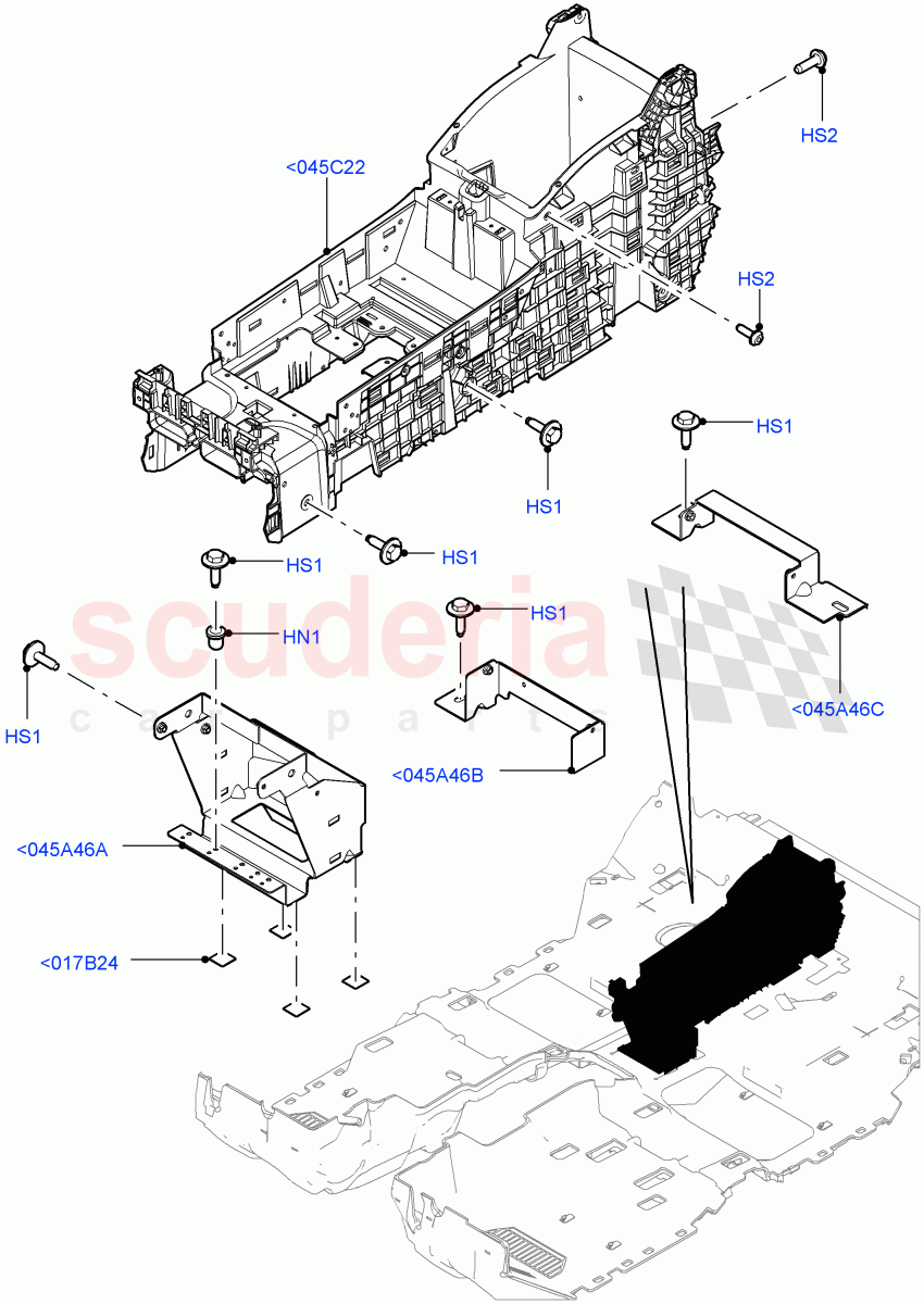 Console - Floor(Internal Components, Rear, For Carrier Assy)(With 40/40 Split Individual Rr Seat,Individual 2nd Row Seats SV) of Land Rover Land Rover Range Rover (2012-2021) [3.0 Diesel 24V DOHC TC]