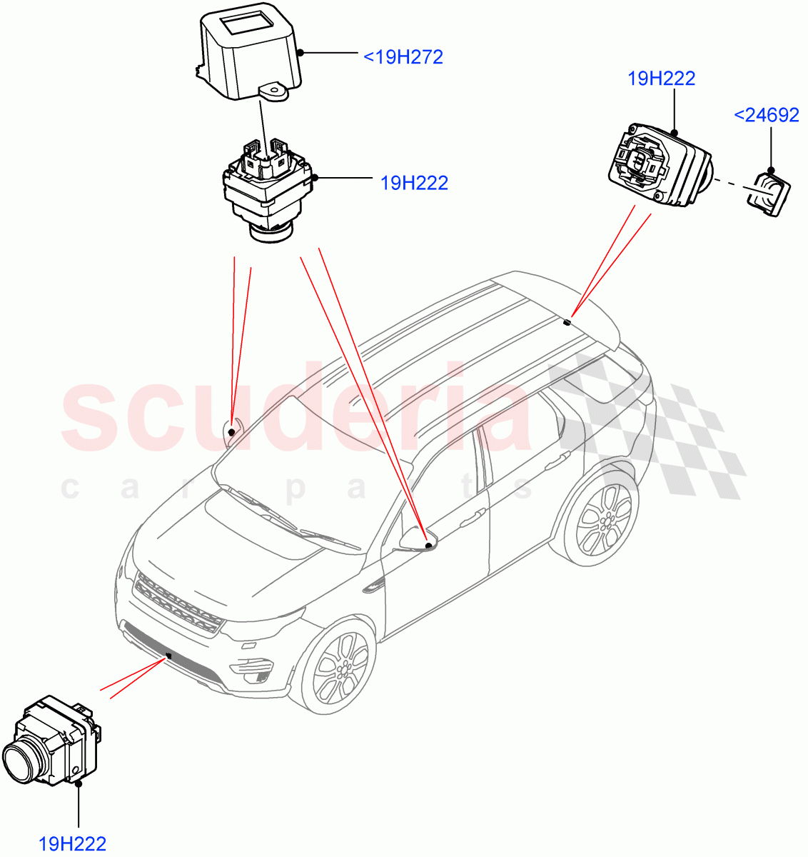 Camera Equipment(Halewood (UK),Surround Camera System,Surround Camera Sys+Water Wade Aid,3D Surround Camera)((V)FROMMH000001) of Land Rover Land Rover Discovery Sport (2015+) [2.0 Turbo Petrol AJ200P]