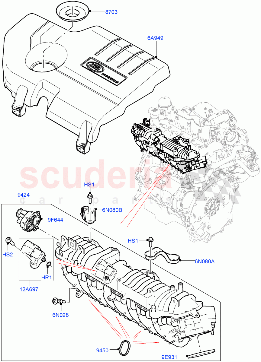 Inlet Manifold(2.0L I4 DSL HIGH DOHC AJ200,Itatiaia (Brazil))((V)FROMJT000001) of Land Rover Land Rover Range Rover Evoque (2012-2018) [2.0 Turbo Diesel]