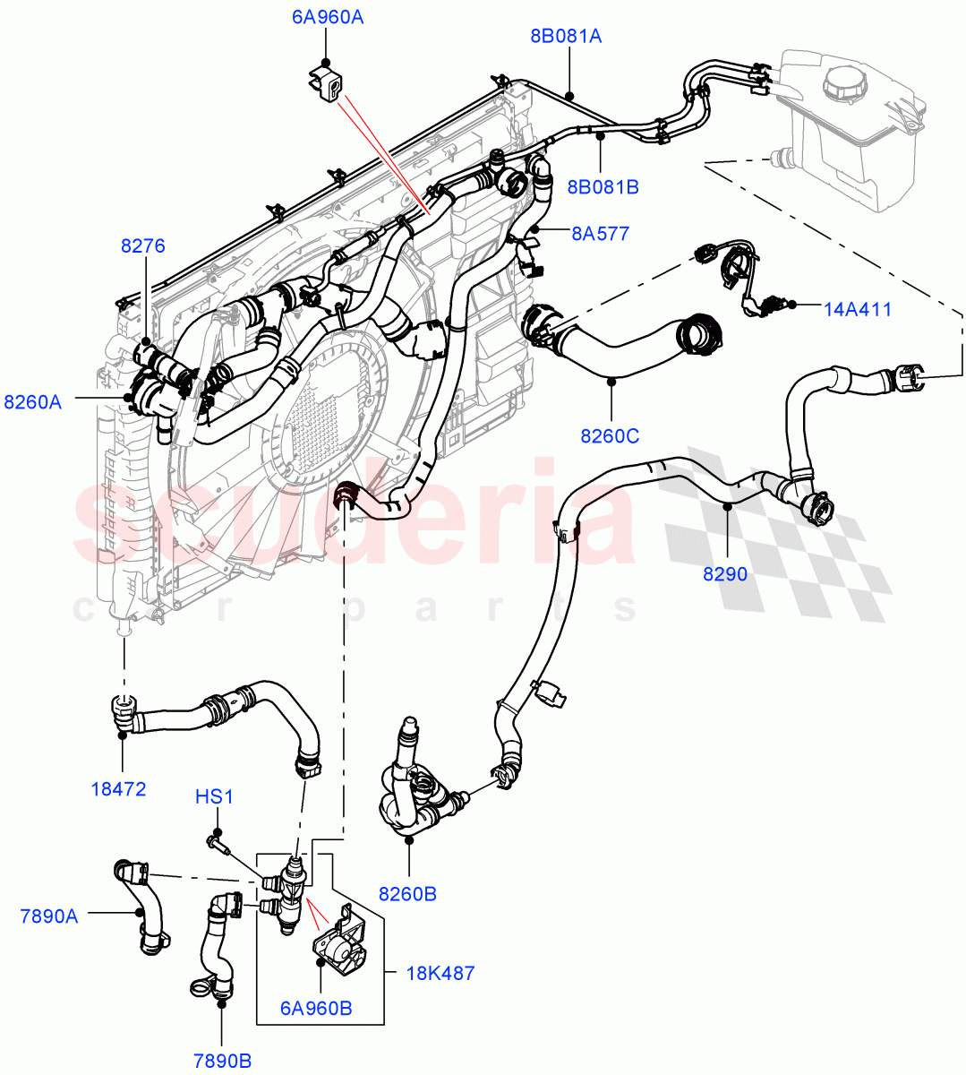 Cooling System Pipes And Hoses(1.5L AJ20P3 Petrol High,Halewood (UK))((V)FROMMH000001) of Land Rover Land Rover Discovery Sport (2015+) [1.5 I3 Turbo Petrol AJ20P3]