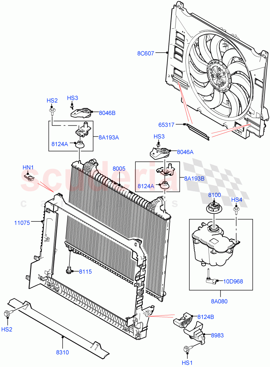 Radiator/Coolant Overflow Container(Main Unit)(3.0L DOHC GDI SC V6 PETROL) of Land Rover Land Rover Range Rover Velar (2017+) [3.0 DOHC GDI SC V6 Petrol]