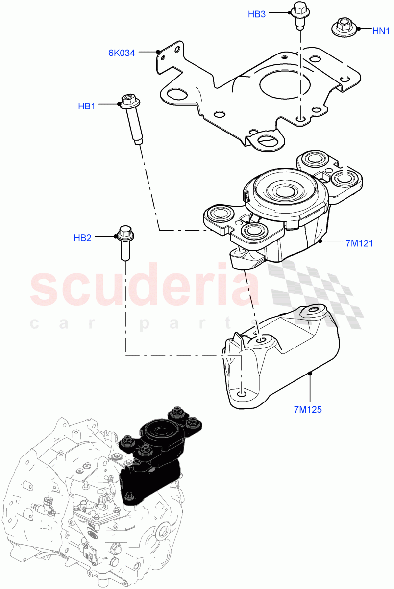 Transmission Mounting(6 Speed Manual Trans BG6,Halewood (UK))((V)FROMKH000001,(V)TOKH999999) of Land Rover Land Rover Discovery Sport (2015+) [1.5 I3 Turbo Petrol AJ20P3]