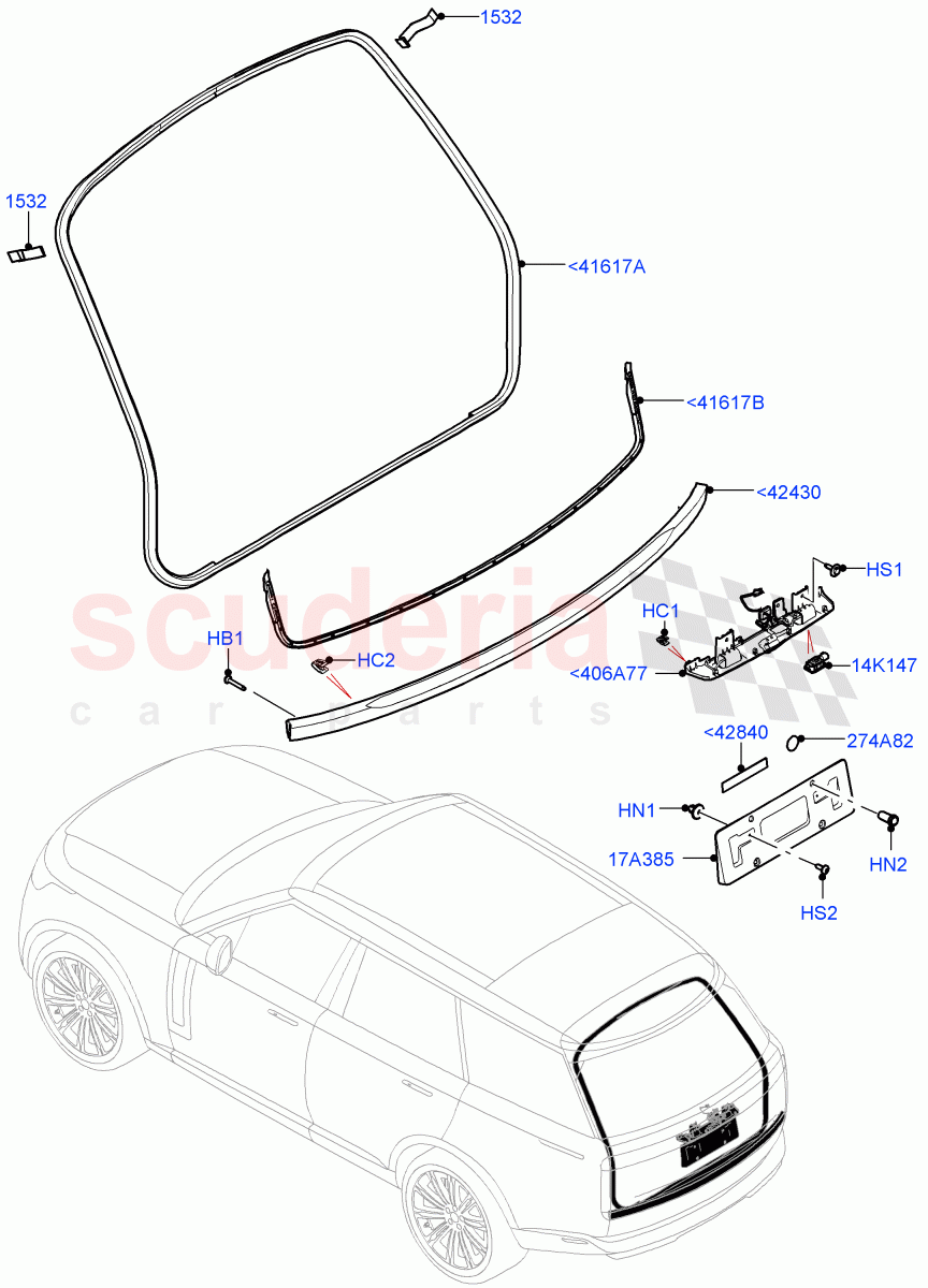 Luggage Compartment Door(Finisher And Seals) of Land Rover Land Rover Range Rover (2022+) [3.0 I6 Turbo Diesel AJ20D6]