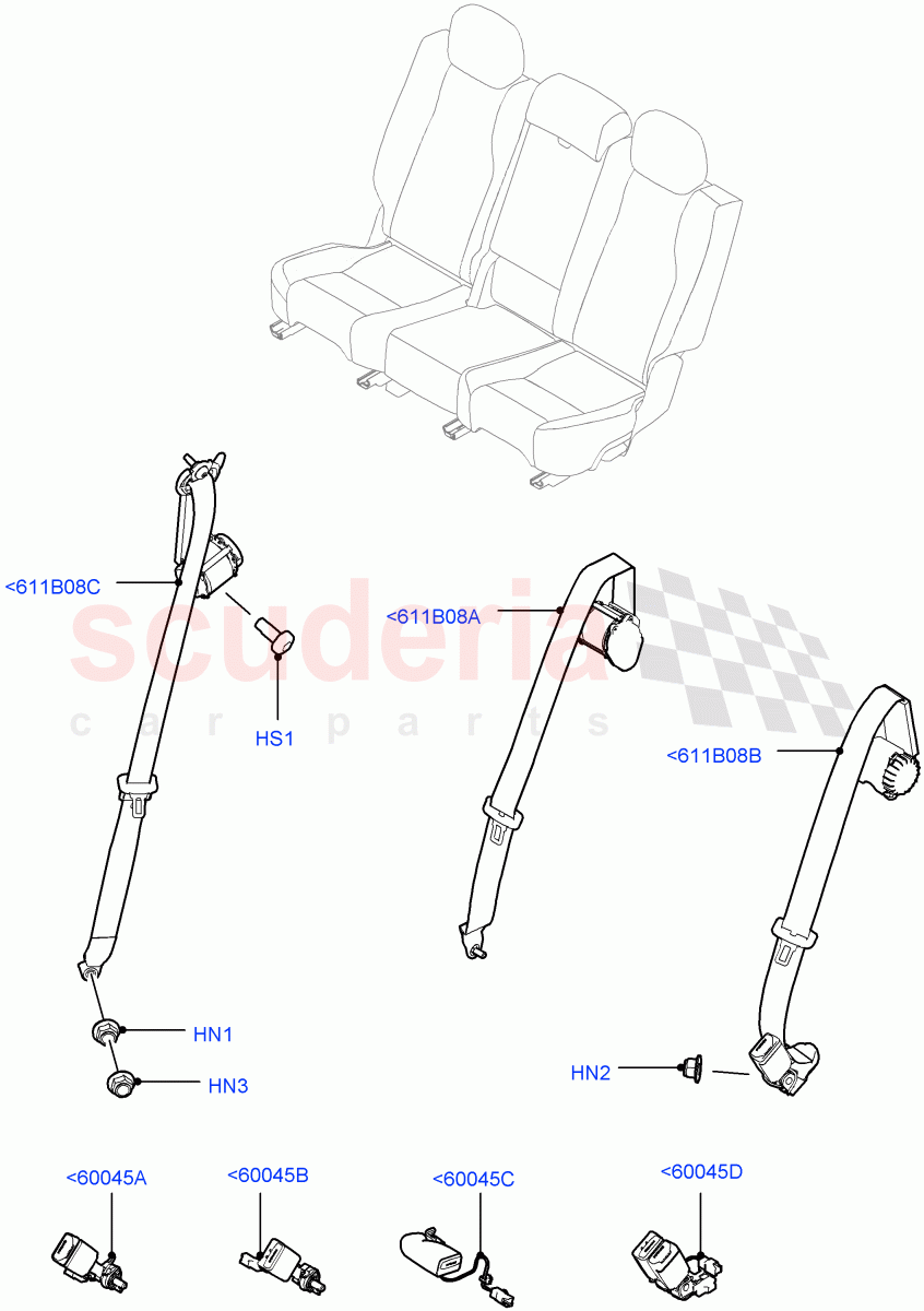 Rear Seat Belts(Itatiaia (Brazil))((V)FROMGT000001) of Land Rover Land Rover Discovery Sport (2015+) [2.0 Turbo Petrol AJ200P]