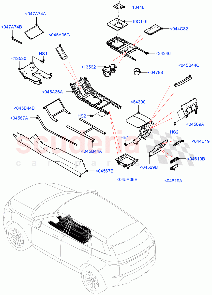 Console - Floor(External Components)(Itatiaia (Brazil)) of Land Rover Land Rover Range Rover Evoque (2019+) [1.5 I3 Turbo Petrol AJ20P3]