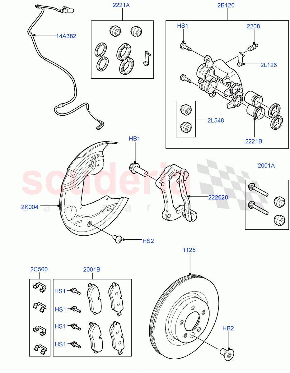 Front Brake Discs And Calipers(With Standard Duty Coil Spring Susp)((V)FROMDA000001) of Land Rover Land Rover Discovery 4 (2010-2016) [5.0 OHC SGDI NA V8 Petrol]