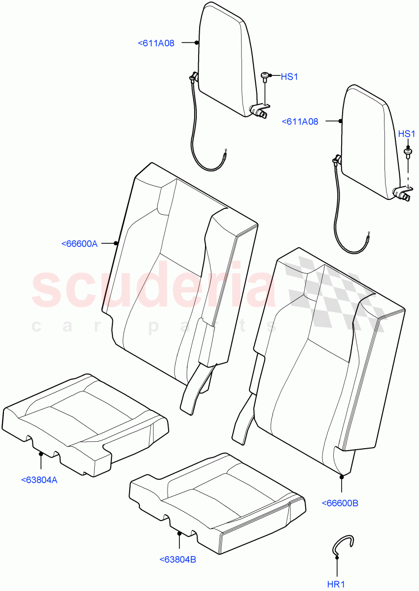 Rear Seat Covers(Miko/PVC,Halewood (UK),With 3rd Row Double Seat)((V)FROMLH000001) of Land Rover Land Rover Discovery Sport (2015+) [2.0 Turbo Diesel]