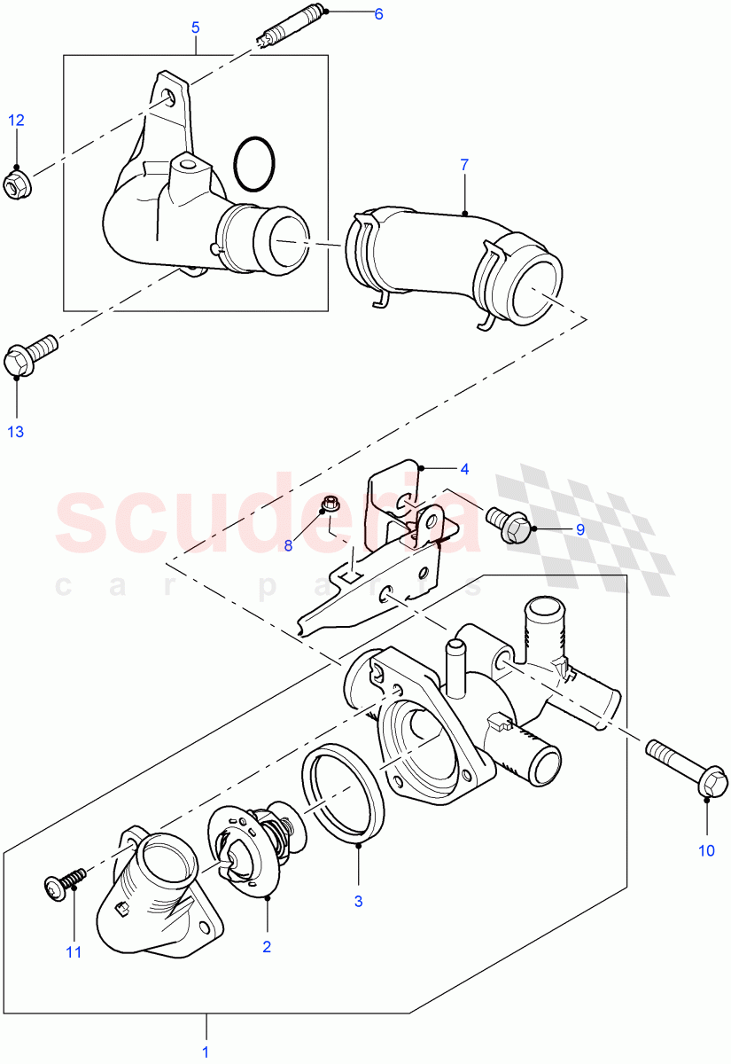 Thermostat/Housing & Related Parts(2.4L Duratorq-TDCi HPCR(140PS)-Puma)((V)FROM7A000001,(V)TOBA999999) of Land Rover Land Rover Defender (2007-2016)