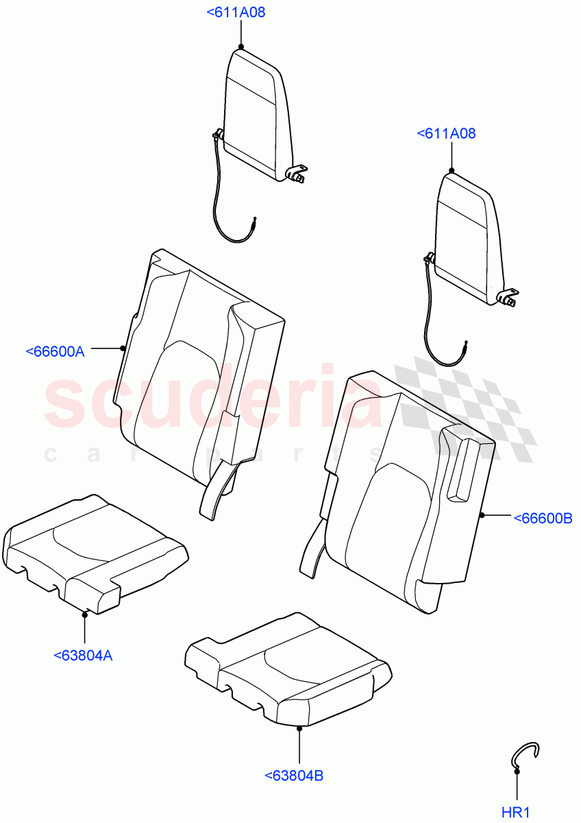 Rear Seat Covers(Standard Wheelbase,Miko Perf/ PVC,With 3rd Row Double Seat) of Land Rover Land Rover Defender (2020+) [5.0 OHC SGDI SC V8 Petrol]