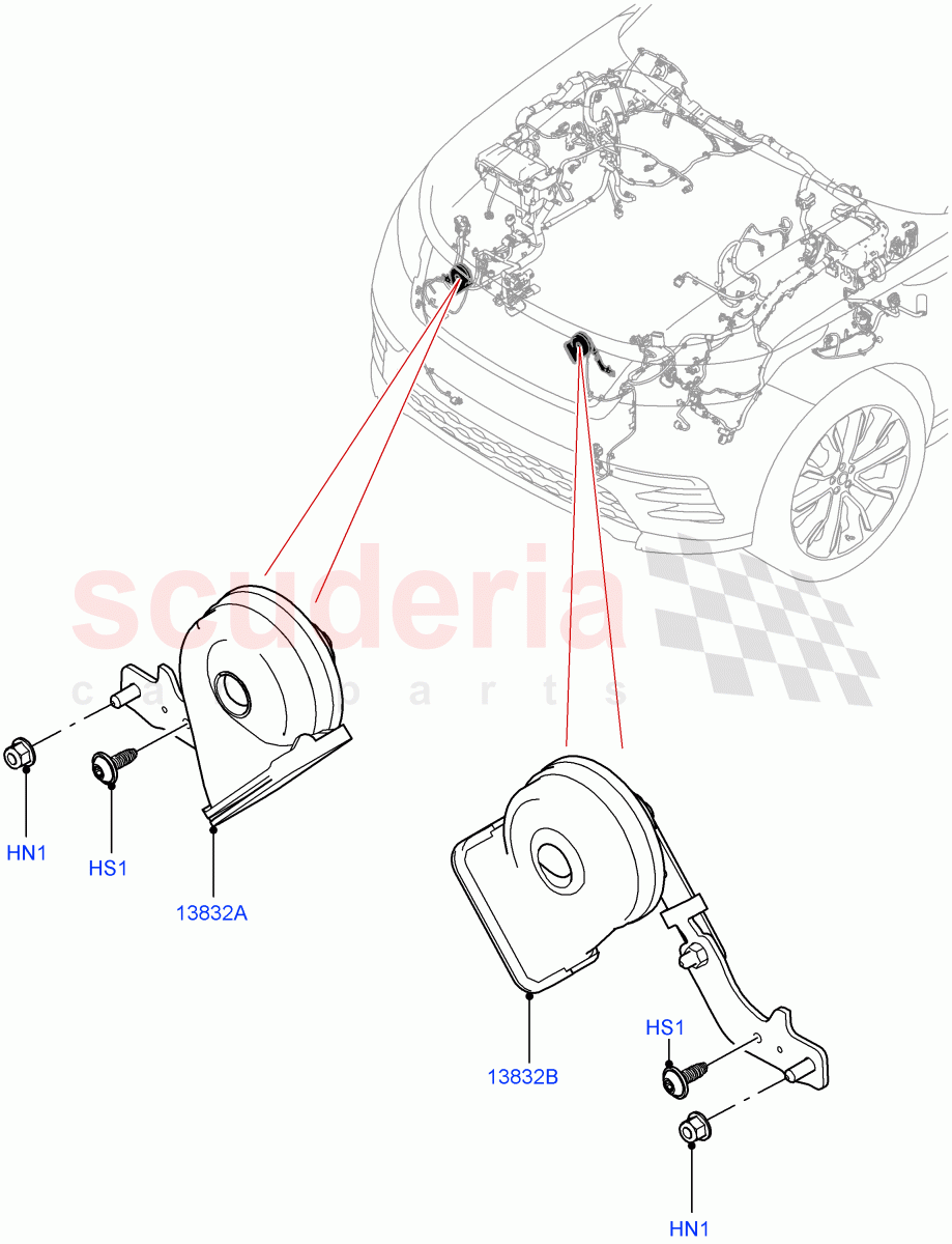 Battery Cables And Horn(Horn) of Land Rover Land Rover Range Rover Velar (2017+) [3.0 Diesel 24V DOHC TC]