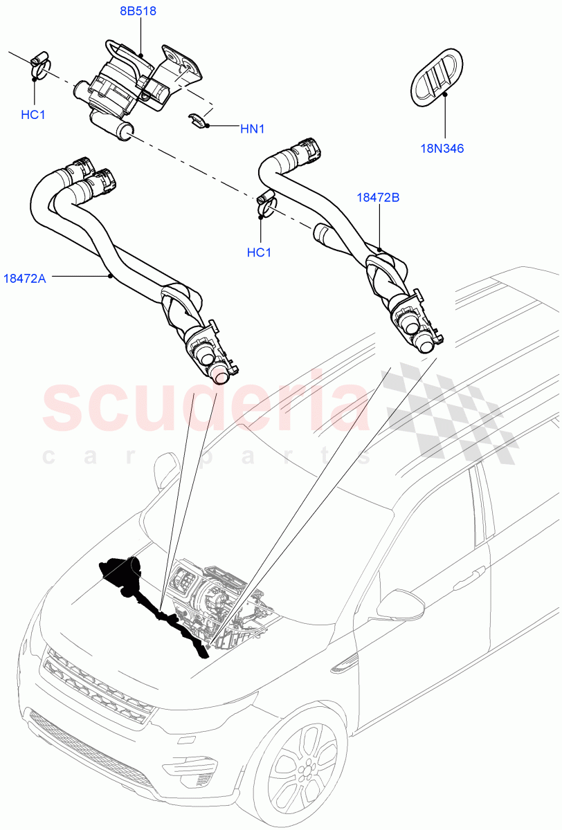 Heater Hoses(Changsu (China))((V)FROMFG000001,(V)TOKG446856) of Land Rover Land Rover Discovery Sport (2015+) [2.0 Turbo Petrol AJ200P]