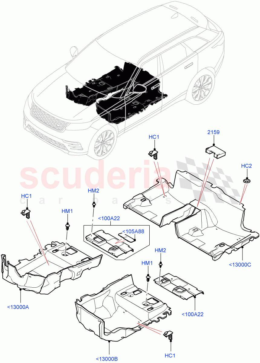 Floor Trim(Floor Carpets) of Land Rover Land Rover Range Rover Velar (2017+) [3.0 DOHC GDI SC V6 Petrol]