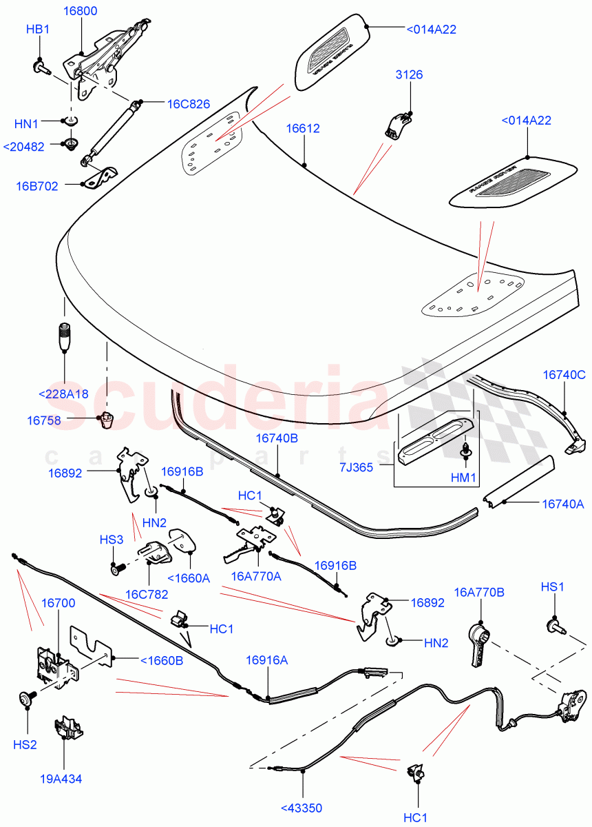 Hood And Related Parts of Land Rover Land Rover Range Rover Sport (2014+) [3.0 DOHC GDI SC V6 Petrol]
