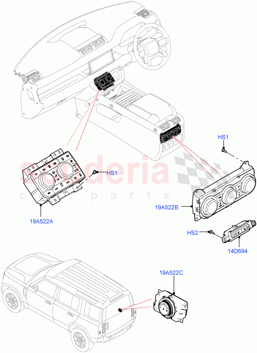 Heater & Air Conditioning Controls of Land Rover Land Rover Defender (2020+) [5.0 OHC SGDI SC V8 Petrol]