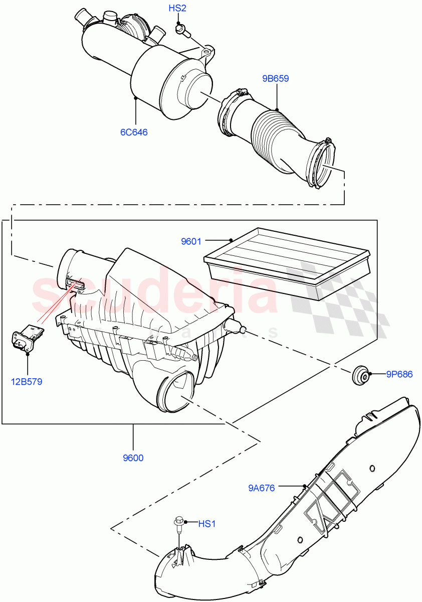 Air Cleaner(Nitra Plant Build)(2.0L I4 High DOHC AJ200 Petrol)((V)FROMK2000001) of Land Rover Land Rover Discovery 5 (2017+) [2.0 Turbo Petrol AJ200P]