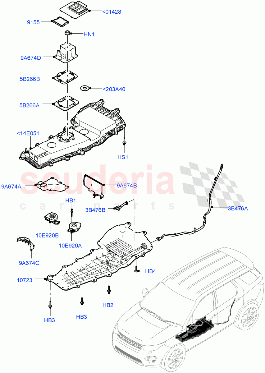 Hybrid Electrical Modules(MHEV Battery Housing, Cooling Ducts and Fans)(Halewood (UK),Electric Engine Battery-MHEV)((V)FROMLH000001) of Land Rover Land Rover Discovery Sport (2015+) [2.0 Turbo Petrol AJ200P]