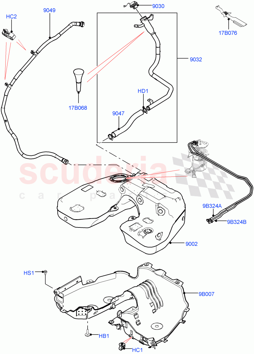 Fuel Tank & Related Parts(Nitra Plant Build)(3.0L AJ20D6 Diesel High)((V)FROMM2000001) of Land Rover Land Rover Discovery 5 (2017+) [3.0 I6 Turbo Diesel AJ20D6]