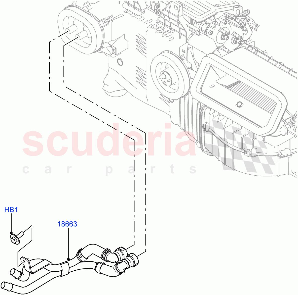 Heater Hoses(With Front Comfort Air Con (IHKA),With Air Conditioning - Front/Rear)((V)FROMKA000001) of Land Rover Land Rover Range Rover Sport (2014+) [3.0 I6 Turbo Diesel AJ20D6]