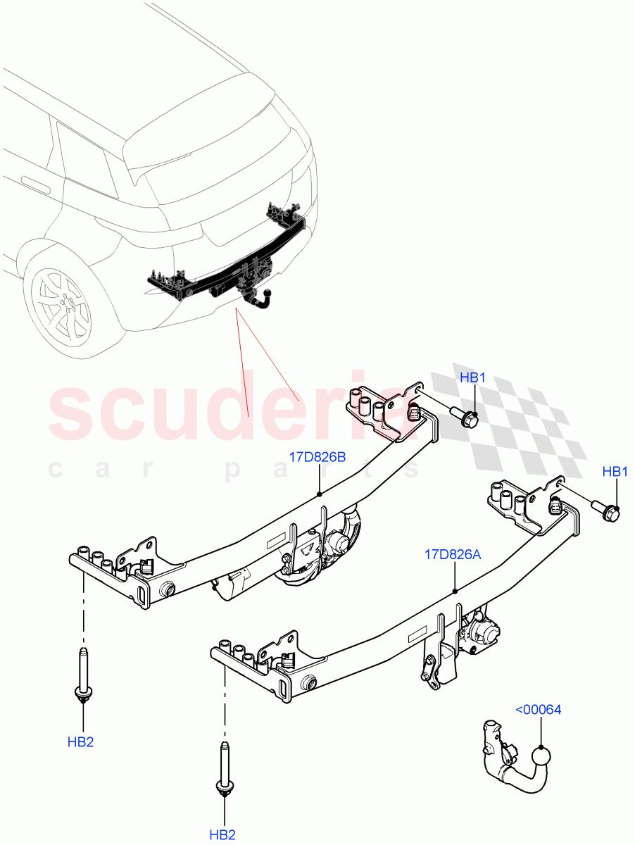 Tow Bar(Halewood (UK),Tow Hitch Man Detachable Swan Neck,Tow Hitch Elec Deployable Swan Neck) of Land Rover Land Rover Range Rover Evoque (2019+) [2.0 Turbo Diesel]