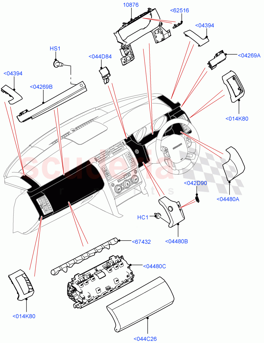 Instrument Panel(Centre, External Components, Solihull Plant Build)((V)FROMHA000001) of Land Rover Land Rover Discovery 5 (2017+) [2.0 Turbo Diesel]