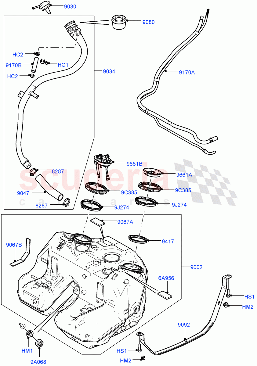 Fuel Tank & Related Parts(4.4L DOHC DITC V8 Diesel)((V)FROMBA000001) of Land Rover Land Rover Range Rover (2010-2012) [4.4 DOHC Diesel V8 DITC]