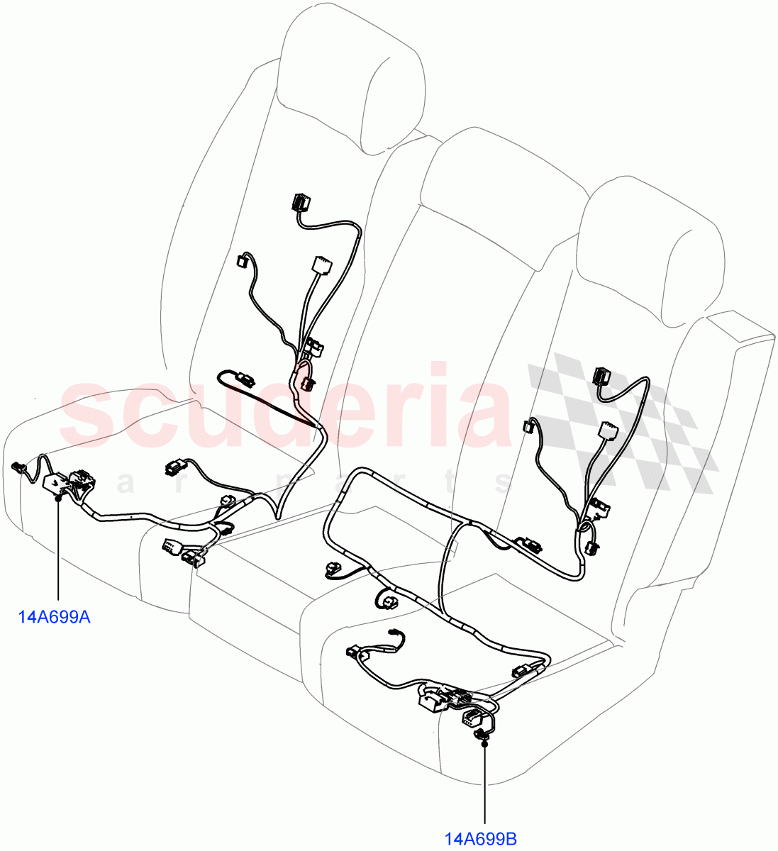 Wiring - Seats(Rear Seats)((V)TOHA999999) of Land Rover Land Rover Range Rover Sport (2014+) [3.0 I6 Turbo Petrol AJ20P6]