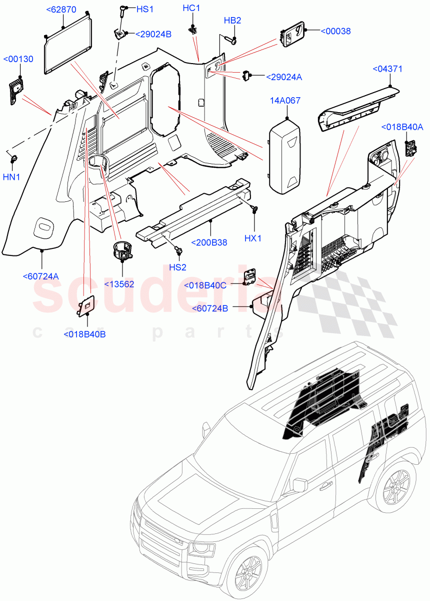 Side Trim(Luggage Compartment)(Standard Wheelbase) of Land Rover Land Rover Defender (2020+) [3.0 I6 Turbo Diesel AJ20D6]