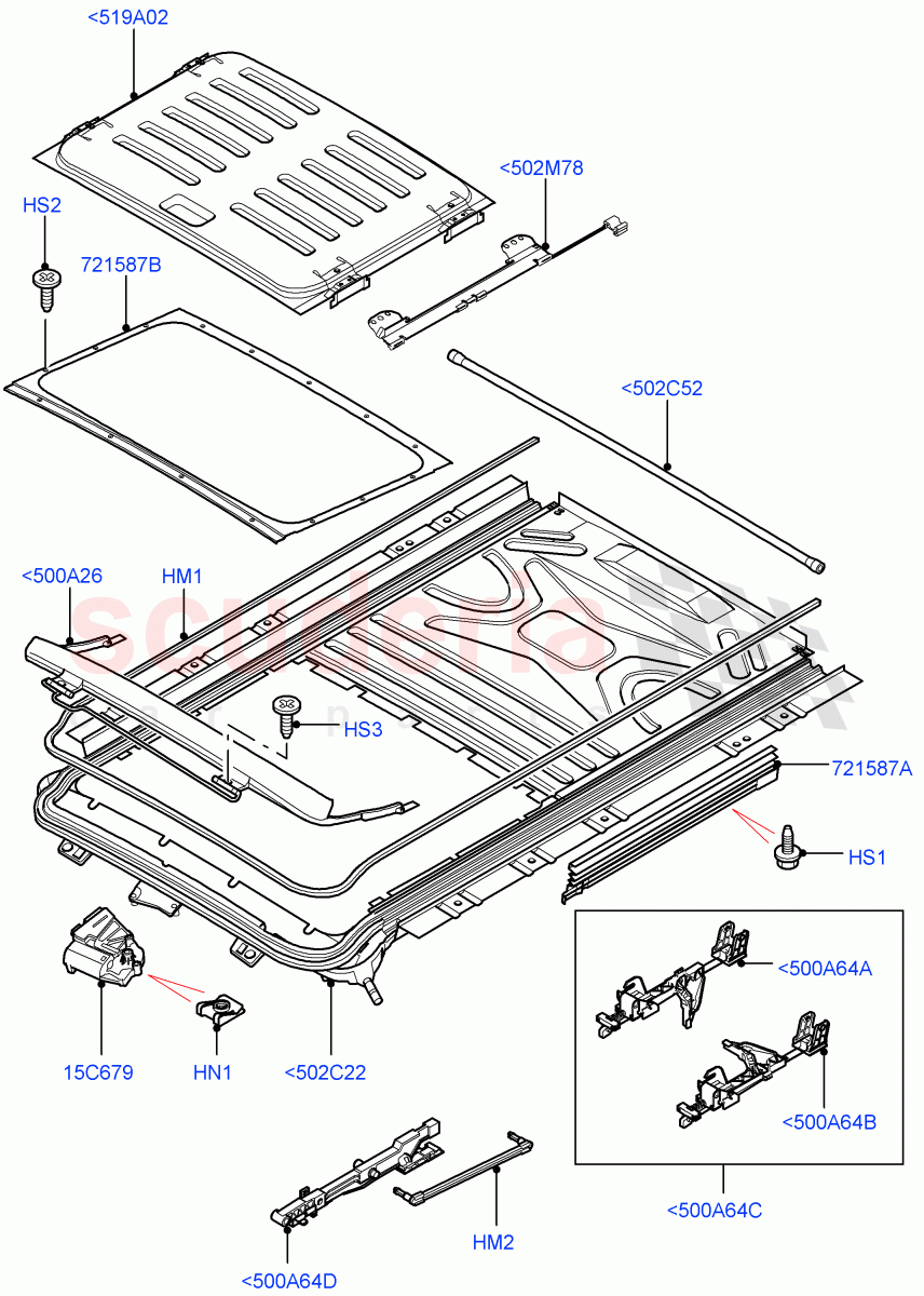 Sliding Roof Mechanism And Controls(Page A)(Less Armoured)((V)FROMAA000001) of Land Rover Land Rover Range Rover (2010-2012) [5.0 OHC SGDI SC V8 Petrol]