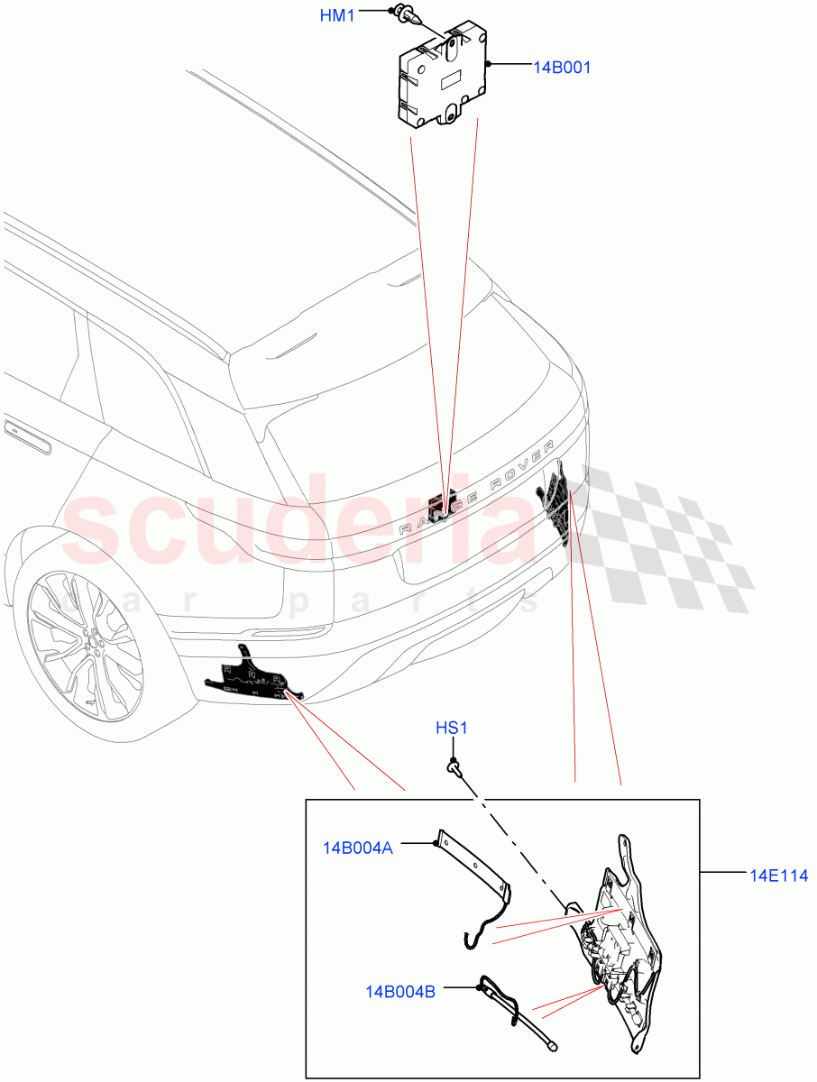Vehicle Modules And Sensors(Gesture Tailgate System)(Tailgate - Hands Free,Tailgate-Powered Upper) of Land Rover Land Rover Range Rover Velar (2017+) [2.0 Turbo Diesel AJ21D4]