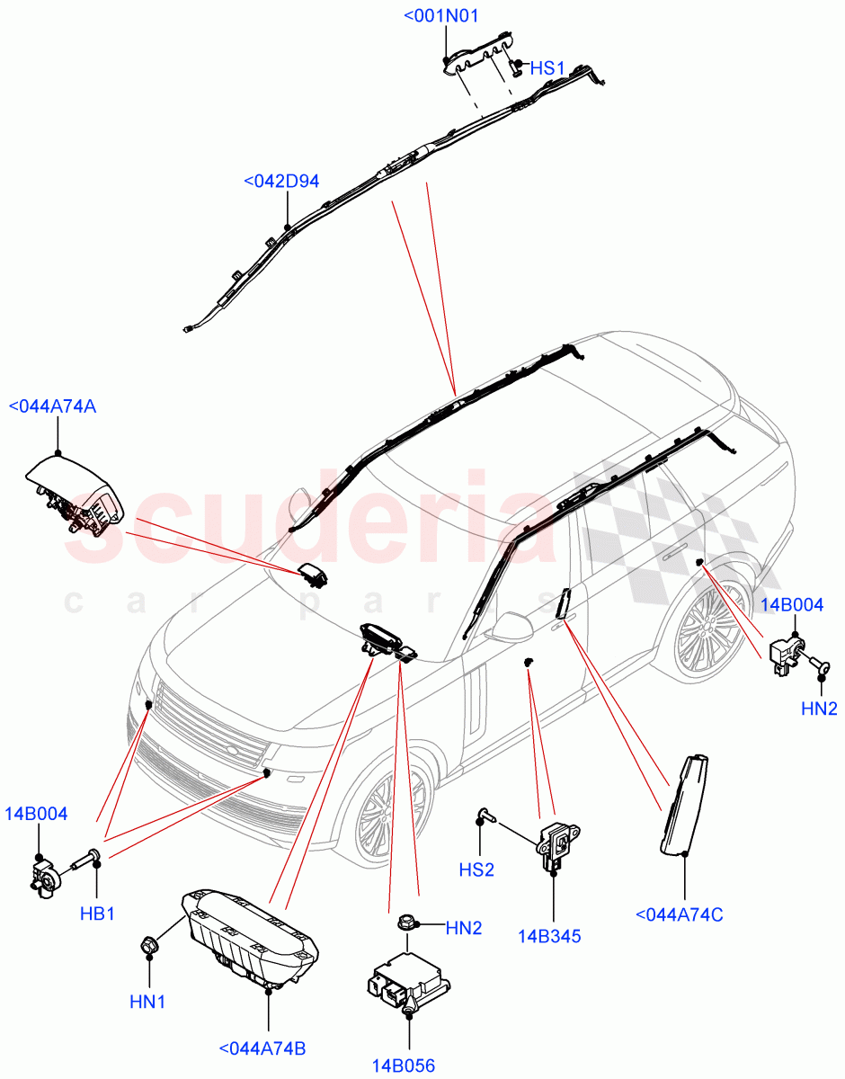 Airbag System(Airbag Modules) of Land Rover Land Rover Range Rover (2022+) [4.4 V8 Turbo Petrol NC10]