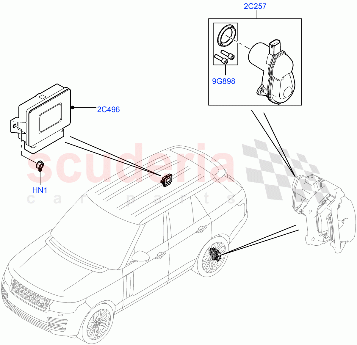 Parking Brake(Electric Parking Brake Actuator And Cables) of Land Rover Land Rover Range Rover (2012-2021) [3.0 DOHC GDI SC V6 Petrol]