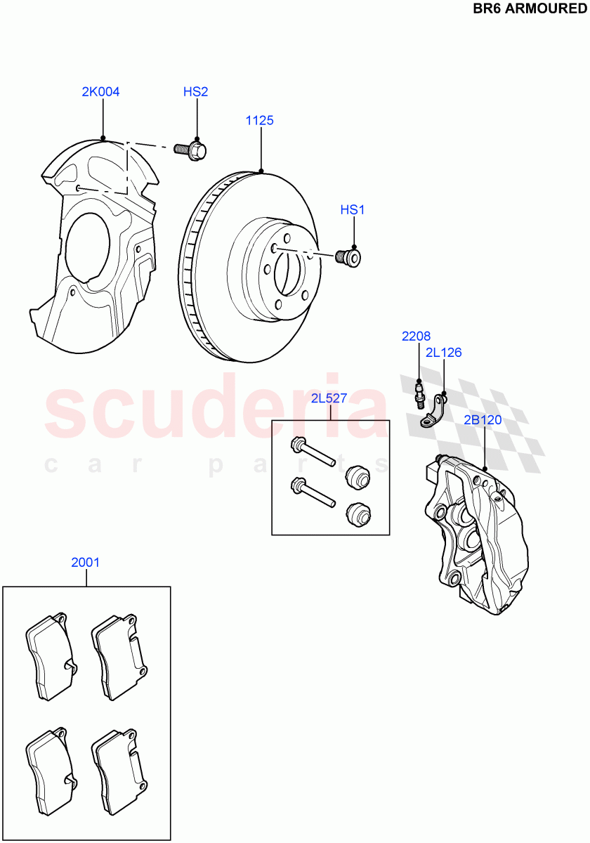 Front Brake Discs And Calipers(With B6 Level Armouring)((V)FROMAA000001) of Land Rover Land Rover Discovery 4 (2010-2016) [3.0 DOHC GDI SC V6 Petrol]