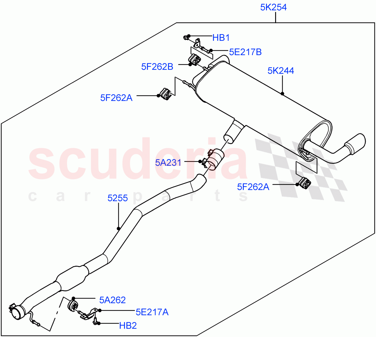 Rear Exhaust System(2.0L 16V TIVCT T/C 240PS Petrol,Itatiaia (Brazil))((V)FROMGT000001) of Land Rover Land Rover Range Rover Evoque (2012-2018) [2.0 Turbo Petrol GTDI]