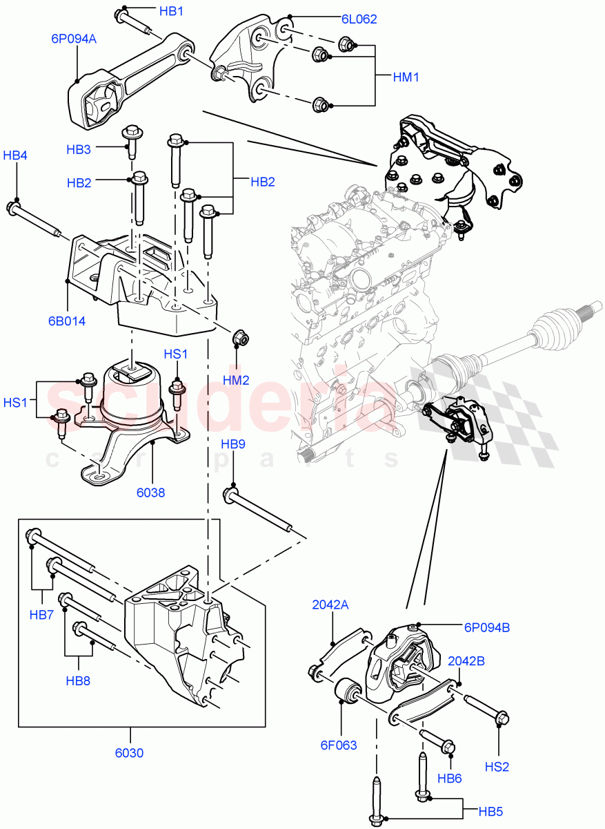 Engine Mounting(2.2L CR DI 16V Diesel,Halewood (UK)) of Land Rover Land Rover Discovery Sport (2015+) [2.0 Turbo Petrol GTDI]