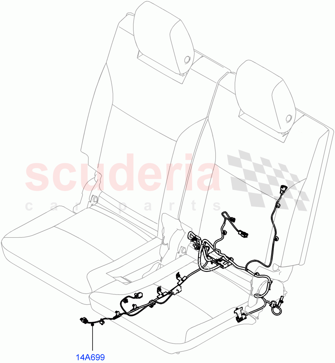 Wiring - Seats(Solihull Plant Build, Rear Seats, 3rd Row)(With 7 Seat Configuration)((V)FROMHA000001) of Land Rover Land Rover Discovery 5 (2017+) [2.0 Turbo Petrol AJ200P]
