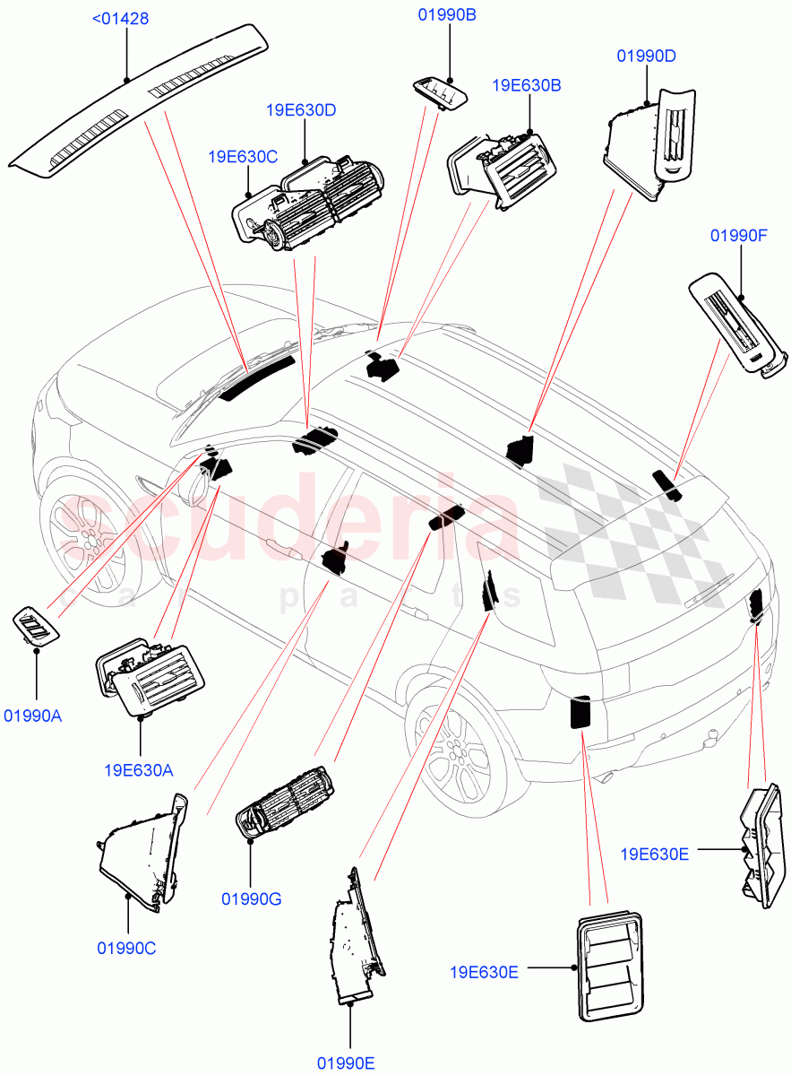 Air Vents, Louvres And Ducts(External Components)(Changsu (China))((V)FROMFG000001) of Land Rover Land Rover Discovery Sport (2015+) [2.0 Turbo Petrol AJ200P]