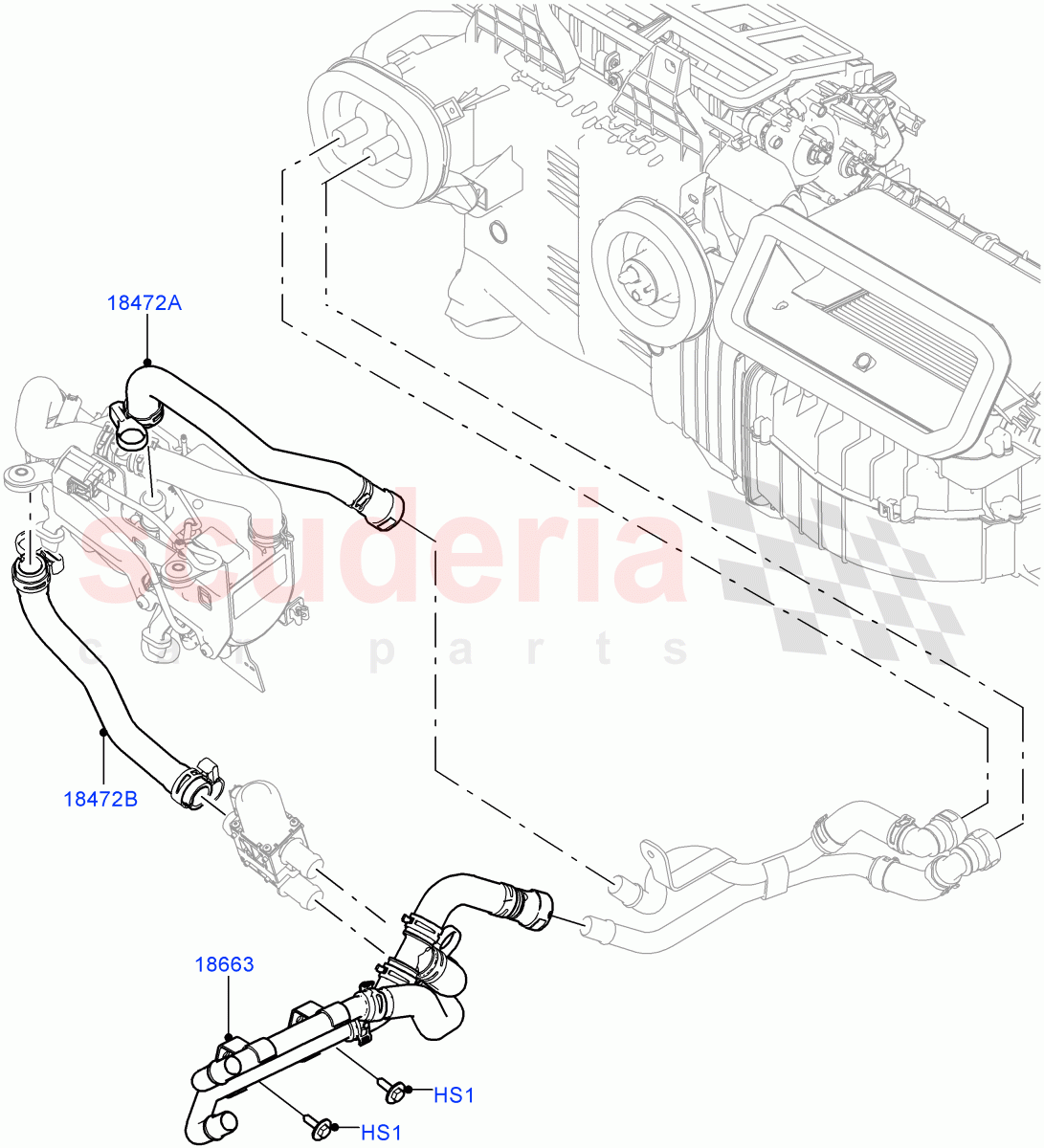 Heater Hoses(Front)(2.0L 16V TIVCT T/C 240PS Petrol) of Land Rover Land Rover Range Rover Sport (2014+) [3.0 DOHC GDI SC V6 Petrol]