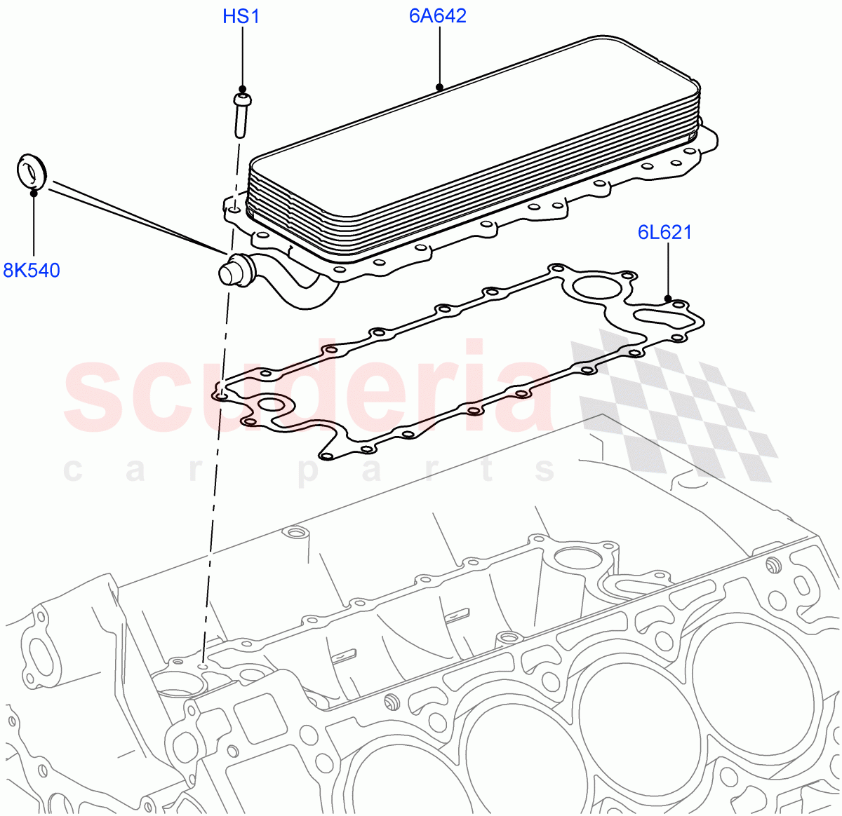Oil Cooler And Filter(Oil Cooler)(5.0L OHC SGDI SC V8 Petrol - AJ133,5.0 Petrol AJ133 DOHC CDA,5.0L P AJ133 DOHC CDA S/C Enhanced)((V)FROMAA000001) of Land Rover Land Rover Range Rover (2010-2012) [5.0 OHC SGDI SC V8 Petrol]